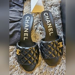 Chanel Quilted Lambskin Mules